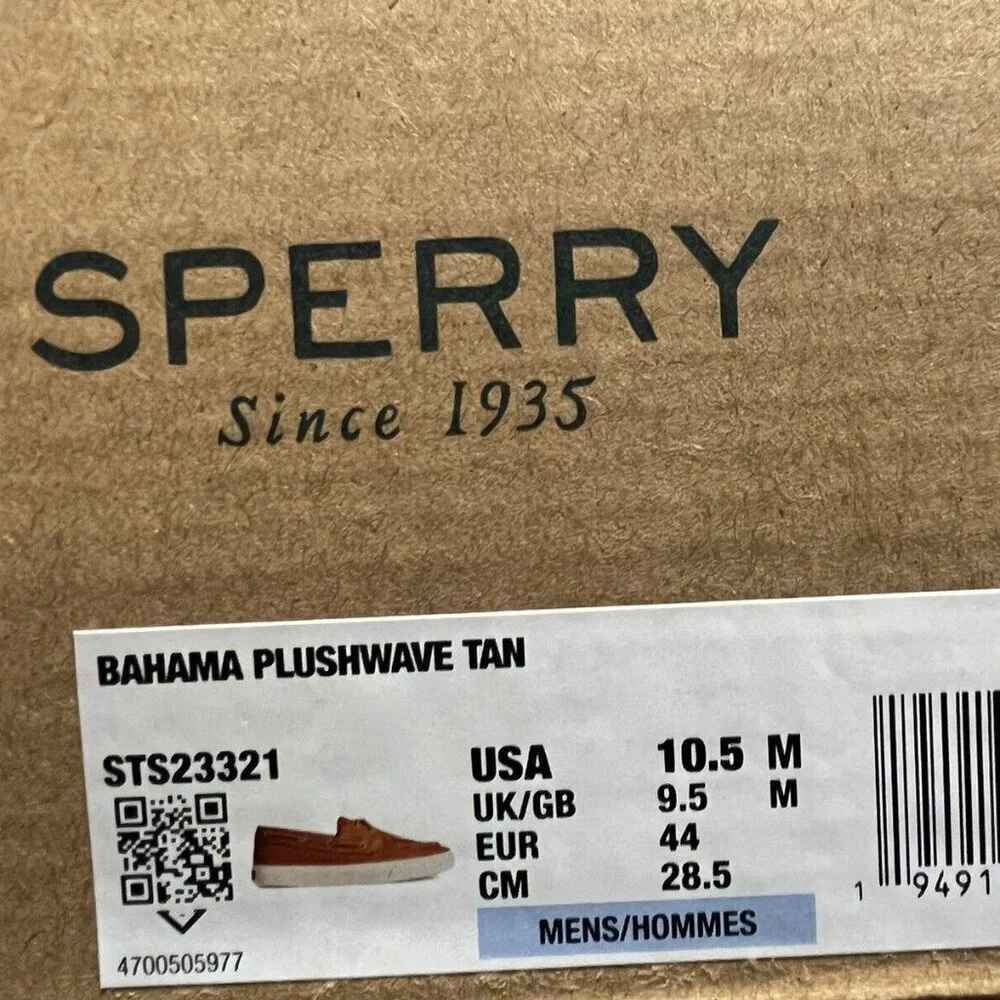 Sperry Men's Bahama Plushwave Boat Shoes Tan Size 10.5 M